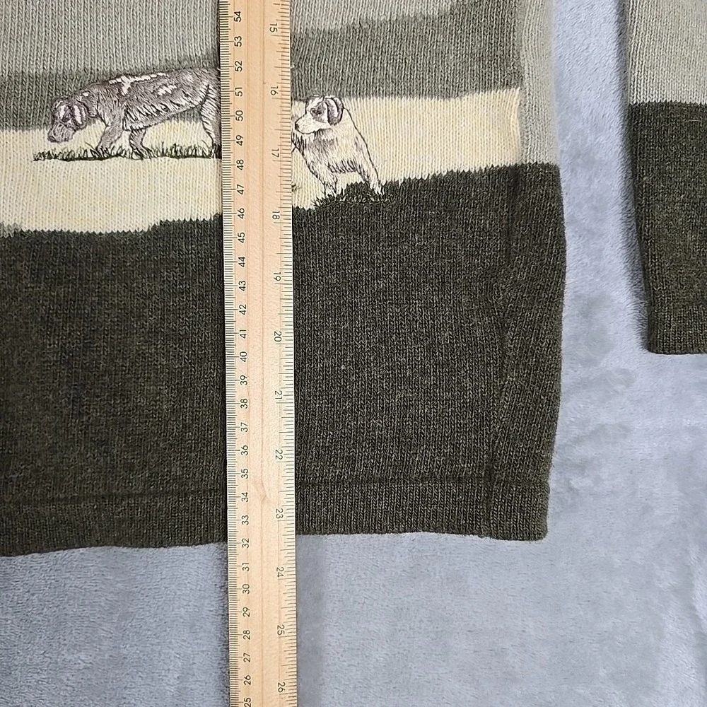 Christina Santandrea Wool‎ Angora Embroidered Cocker Spaniel Sweater Small Green